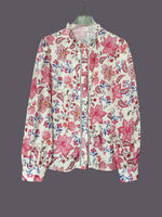 Retro Elegant Floral Pattern Loose Art Casual Long Sleeve Shirt