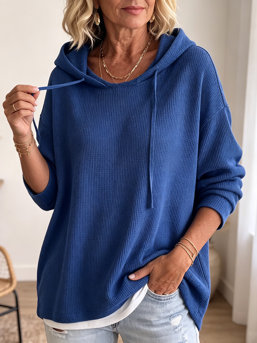 Relaxed Waffle-knit Hoodie