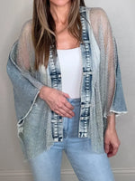 Women's Sparkly Mesh Denim Kimono