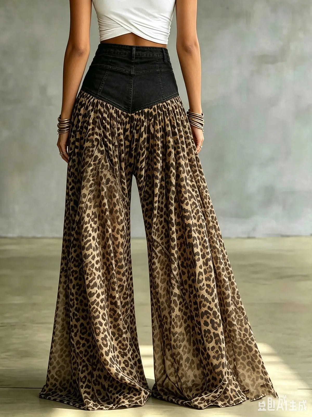 Women's High-Waisted Denim Flare Pants