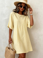 Artistic Striped Comfortable Cotton-linen Dress