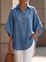 Artfully Tailored Lightweight Denim Shirt Top
