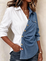 Elegant Irregularly Paneled Denim Shirt
