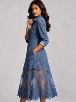 Sexy Leopard Print Denim Dress With Lace Hem