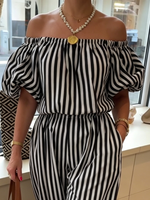 Classic Elegant Striped Off-shoulder Jumpsuit