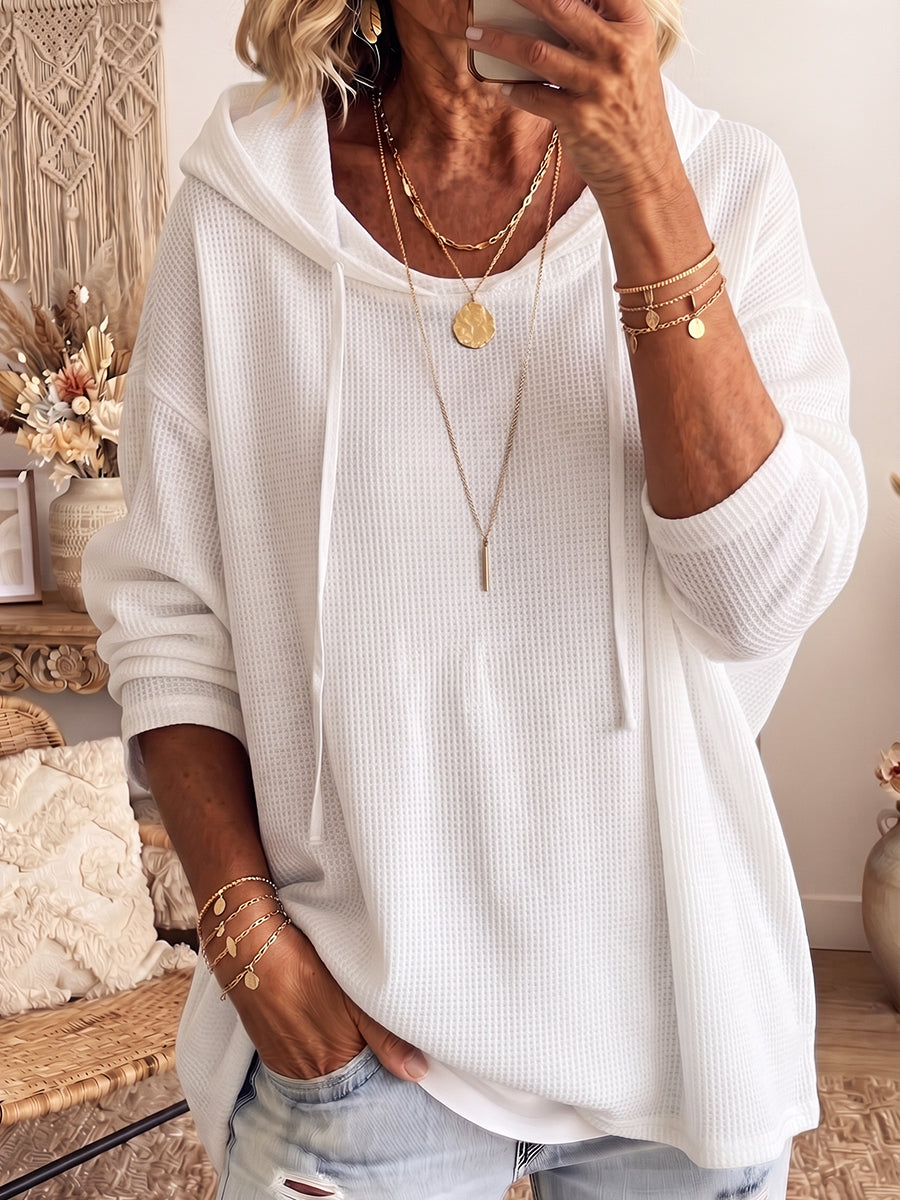 Relaxed Waffle-knit Hoodie