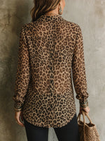 Women's Sheer Leopard Print Button-Down Shirt