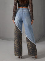 Avant-garde Retro Patchwork Leopard-print Jeans