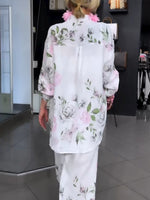 Casual Floral Print Shirt And Trousers Two-piece Set