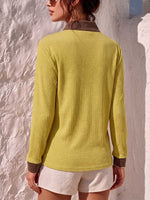 Women's Stand-collar Long-sleeve Loose-fit Waffle-knit Shirt