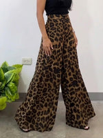 Stylish Leopard-print Wide-leg Trousers