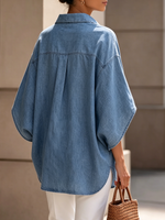 Artfully Tailored Lightweight Denim Shirt Top