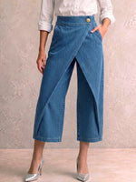 Women's High-waisted Loose-fitting Cropped Wide-leg Jeans