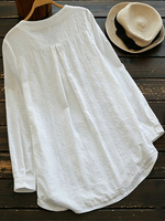 Loose-fit Long-sleeve Cotton Shirt With Lace Embroidery