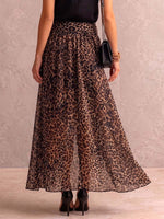 Women's High-waisted Chiffon Skirt With Leopard Print And An Asymmetrical High-low Hem.