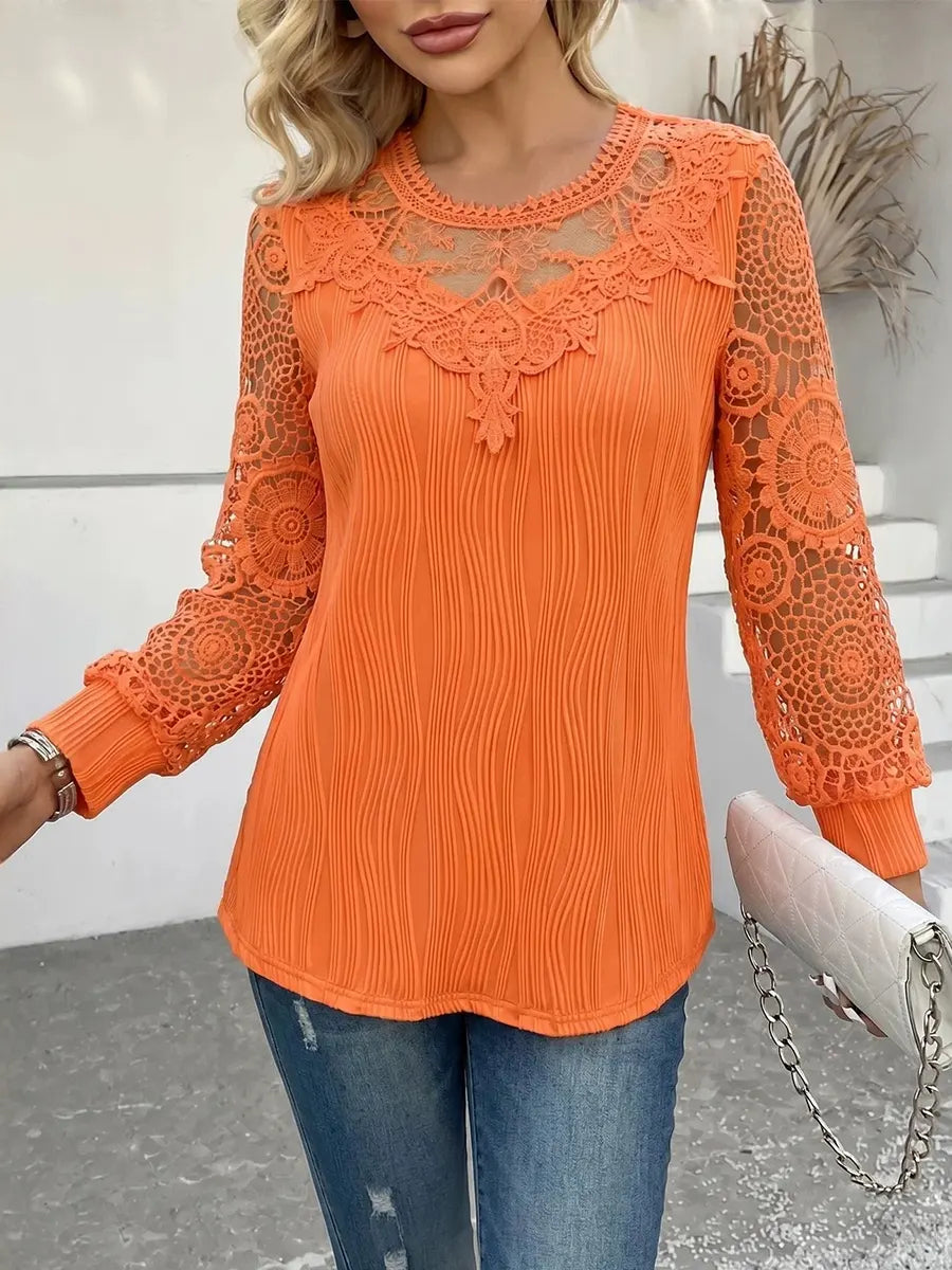Romantic Vintage-Inspired Lace & Pleated Tunic Blouse