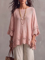 Vintage Elegant Cute Patchwork Cutout Comfortable Sweater Shirt Top