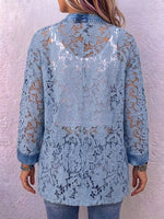 Loose-fit Casual Denim Cardigan With Lace Paneling