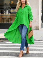 Women’s Oversized High Low Hem Cotton Linen Long Shirt Tunic