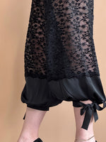 Lightweight Satin Cropped Harem Pants With Star-patterned Lace Inserts