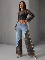Avant-garde Retro Patchwork Leopard-print Jeans
