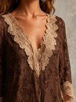 Women's Bohemian Floral Lace Ruffle Maxi Dress