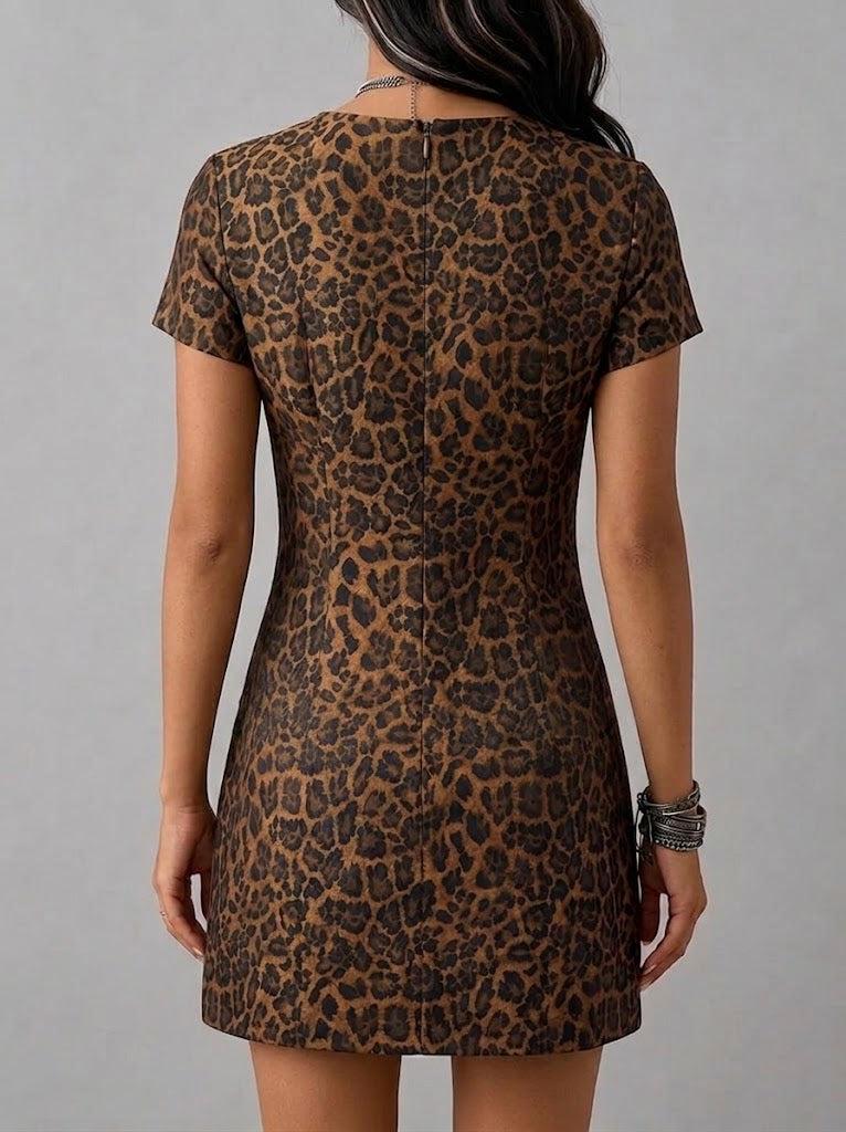 Sleek, Form-fitting Leopard-print Mini Dress